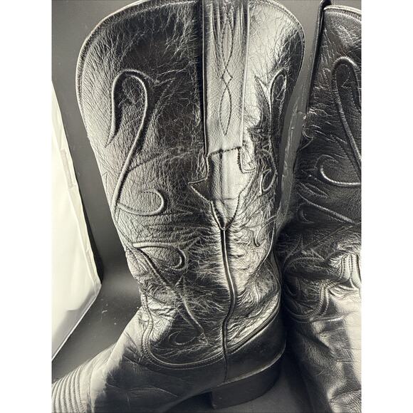 Vintage 1980s Lucchese Classics Black Cowboy Boots Mens 9.5D Handmade In USA main image 12